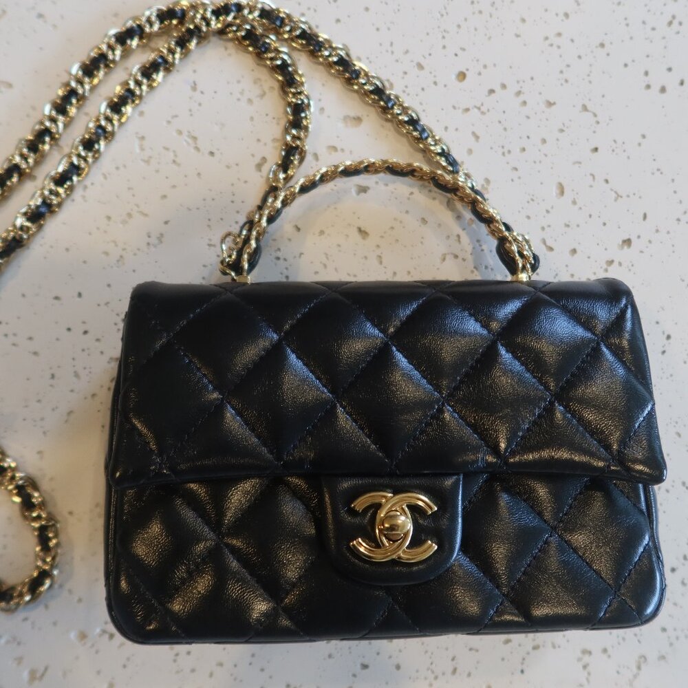 Chanel waxed lambskin mini handle classic flap bag - Picture 8 of 14